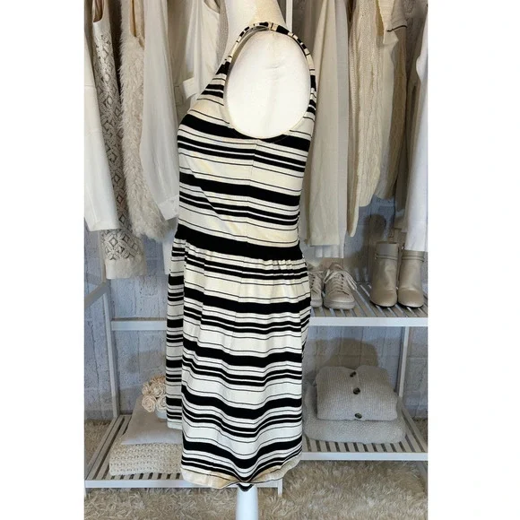 J Crew Women's Size S Cream & Black Button Back Fit & Flare Striped Dress #0301 - Picture 5 of 12